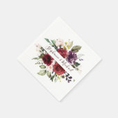 Burgundy Red Navy Floral Rustic Boho Paper Napkin Serviette (Ecke)