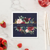 Burgundy Red Navy Floral Rustic Boho Paper Napkin Serviette (Beispiel)