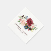 Burgundy Red Navy Floral Rustic Boho Paper Napkin Serviette (Ecke)
