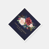 Burgundy Red Navy Floral Rustic Boho Paper Napkin Serviette (Ecke)
