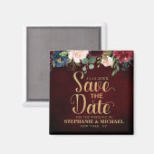 Burgundy Red Navy Floral Rustic Boho Sve Datum Magnet (Vorderseite/Rückseite)