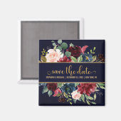 Burgundy Red Navy Floral Rustic Boho Sve Datum Magnet (Vorderseite/Rückseite)