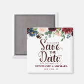 Burgundy Red Navy Floral Rustic Boho Sve Datum Magnet (Vorderseite/Rückseite)