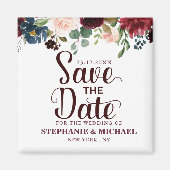 Burgundy Red Navy Floral Rustic Boho Sve Datum Magnet (Vorne)