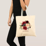 Burgundy Red Navy Floral Rustic Boho Tote Tasche<br><div class="desc">Watercolor Burgundy Red Navy florale Rustikale Boho Hochzeitstasche. Ideal für eine Hochzeit im Herbst. Das Design verfügt über ein atemberaubendes Bouquet aus Bordeaux / Marsala , Pfirsich , Marine-Blume mit passenden Blätter. Mehr passende Designs und Variationen finden Sie in meinem "Blitzweddingpaperie" Shop. Und zögern Sie nicht, mich zu kontaktieren, wenn...</div>