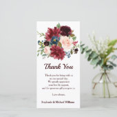 Burgundy Red Navy Floral Rustic Boho Vielen Dank Dankeskarte (Stehend Vorderseite)