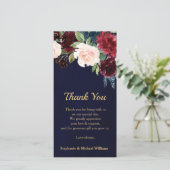 Burgundy Red Navy Floral Rustic Boho Vielen Dank Dankeskarte (Stehend Vorderseite)