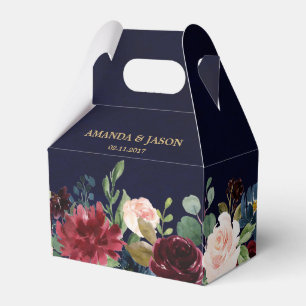 Burgundy Red Navy Floral Rustic Boho Wedding Geschenkschachtel