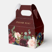 Burgundy Red Navy Floral Rustic Boho Wedding Geschenkschachtel (Rückseite)