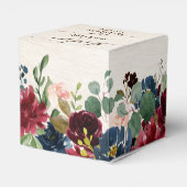 Burgundy Red Navy Floral Rustic Boho Wedding Geschenkschachtel (Rückseite)