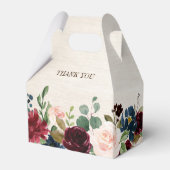 Burgundy Red Navy Floral Rustic Boho Wedding Geschenkschachtel (Rückseite)