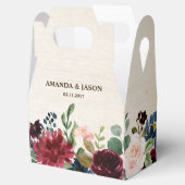 Burgundy Red Navy Floral Rustic Boho Wedding Geschenkschachtel (Geöffnet)