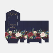 Burgundy Red Navy Floral Rustic Boho Wedding Geschenkschachtel (Ungefaltet)