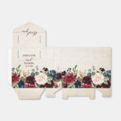 Burgundy Red Navy Floral Rustic Boho Wedding Geschenkschachtel (Ungefaltet)