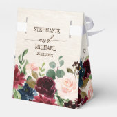 Burgundy Red Navy Floral Rustic Boho Wedding Geschenkschachtel (Rückseite)