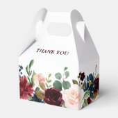 Burgundy Red Navy Floral Rustic Boho Wedding Geschenkschachtel (Rückseite)