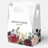 Burgundy Red Navy Floral Rustic Boho Wedding Geschenkschachtel (Geöffnet)