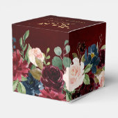 Burgundy Red Navy Floral Rustic Boho Wedding Geschenkschachtel (Rückseite)