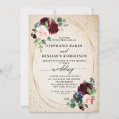 Burgundy Red Navy Moderne geometrische Hochzeit Einladung (Vorderseite)