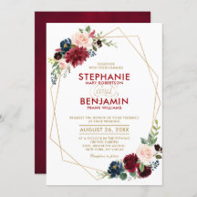 Burgundy Red Navy Moderne geometrische Hochzeit