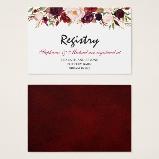 Burgundy Red Navy Rustic Wedding Registry (Vorne & Hinten)