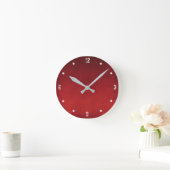 Burgundy Red Orange Modernes Rustikales Ober Abstr Runde Wanduhr (Zuhause)