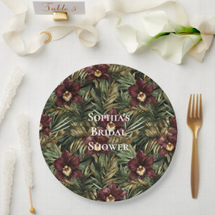 Burgundy Red Orchid Brautparty Pappteller