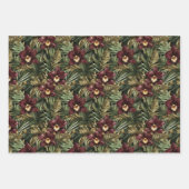 Burgundy Red Orchid Floral Butterfly Brautparty Geschenkpapier Set (Vorderseite 2)