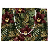 Burgundy Red Orchid Floral Große Geschenktüte (Rückseite)
