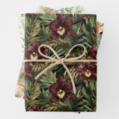 Burgundy Red Orchid Floral Tropical Brautparty Geschenkpapier Set (Beispiel)