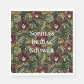 Burgundy Red Orchid Floral Tropical Brautparty Serviette (Vorderseite)