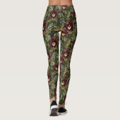 Burgundy Red Orchid Floral Tropical Leggings (Rückseite)