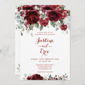 Burgundy Red Peony Epiphany II Wedding Einladung (Vorne/Hinten)