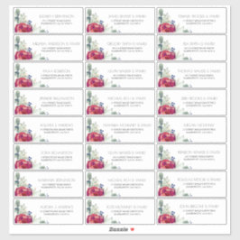 Burgundy Red Peony Navy Gästebamen Adresslisten La Aufkleber