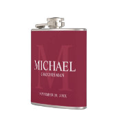 Burgundy Red Personalisiert Trauzeugen Flachmann (Links)