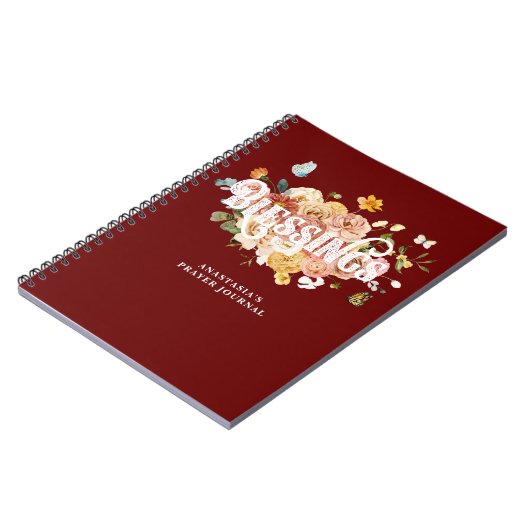 Burgundy Red Pink Floral Custom Blessence Journal Notizblock (Linke Seite)