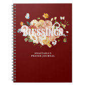 Burgundy Red Pink Floral Custom Blessence Journal Notizblock (Vorderseite)