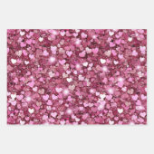 Burgundy Red Pink Glitzer Hearts Geschenkpapier Set (Vorderseite 3)