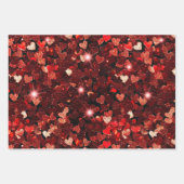 Burgundy Red Pink Glitzer Hearts Geschenkpapier Set (Vorderseite 2)
