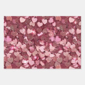 Burgundy Red Pink Glitzer Hearts Geschenkpapier Set (Vorderseite)