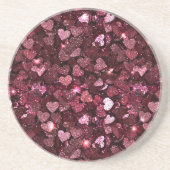 Burgundy Red Pink Glitzer Hearts Getränkeuntersetzer (Vorne)