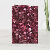Burgundy Red Pink Glitzer Hearts Karte (Rückseite)
