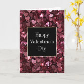 Burgundy Red Pink Glitzer Hearts Karte (Gelbe Blume)