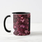 Burgundy Red Pink Glitzer Hearts Tasse (Links)