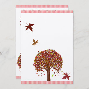 Burgundy Red Pink Tree Wedding Einladung