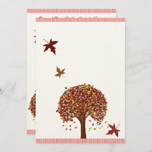 Burgundy Red Pink Tree Wedding Einladung