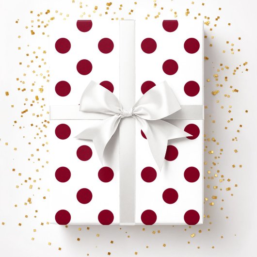 Burgundy Red Polka Dots Muster Geschenkpapier