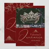 Burgundy Red Quinceañera danke Karte Vorlage (Vorne/Hinten)