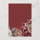 Burgundy Red Roses Floral Wedding Details Begleitkarte (Rückseite)