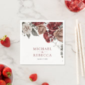 Burgundy Red Roses Floral Wedding Serviette (Beispiel)